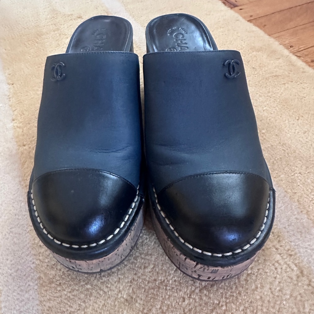 Chanel Cap Toe Cork Clog